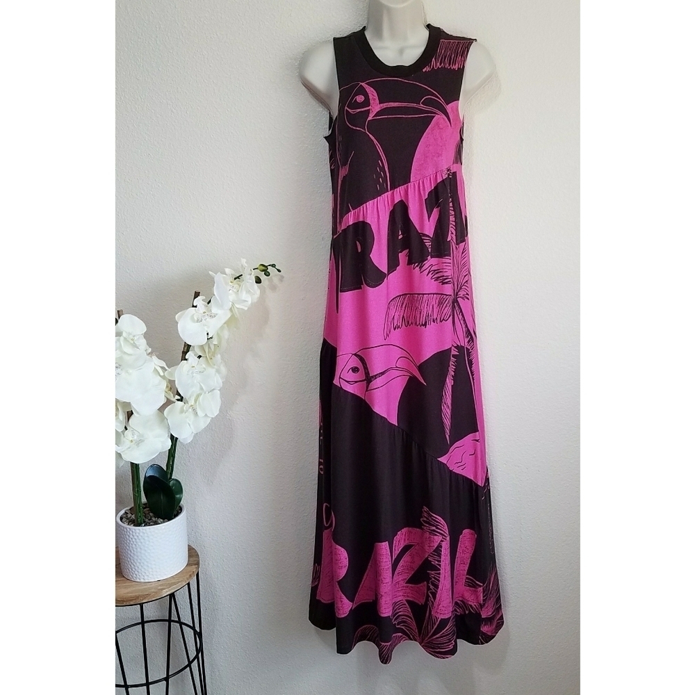 Anthropologie Farm Rio Tiered Graphic T-Shirt Midi Dress